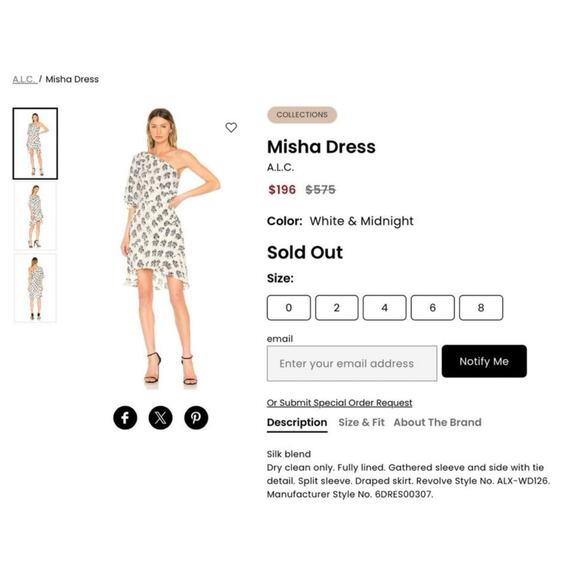 A.L.C. Misha Ruched Draped One Shoulder White Silk Chiffon Mini Dress 6 - Picture 4 of 12